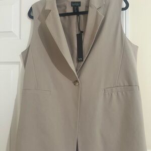 Tan Sleeveless Blazer Vest